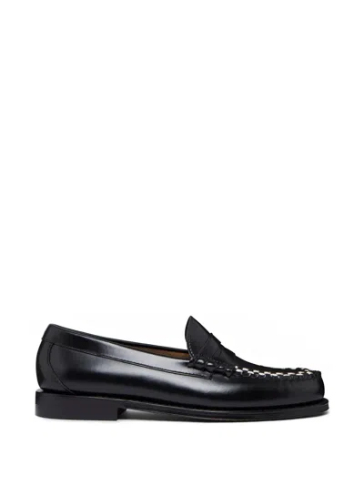 G.h.bass Woven Leather Loafers In Black