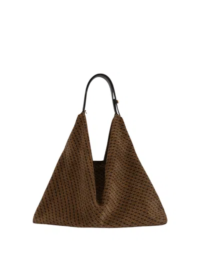 Gherardini Amazzonia Medium Monogram Suede Shoulder Bag In Brown