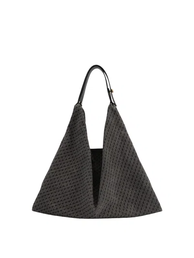 Gherardini Amazzonia Medium Monogram Suede Shoulder Bag In Grey