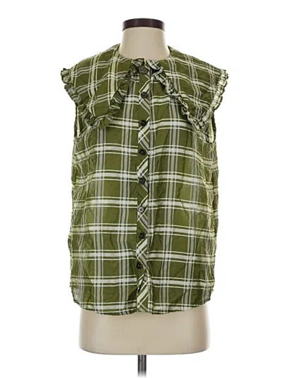 Pre-owned Ghospell Sleeveless Button Down Shirt In Green