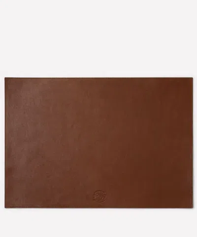 Ghurka Leather Desk Blotter In Vintage Chestnut Leather