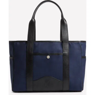 Ghurka Village Tote No. 293 In Navy Twill/black