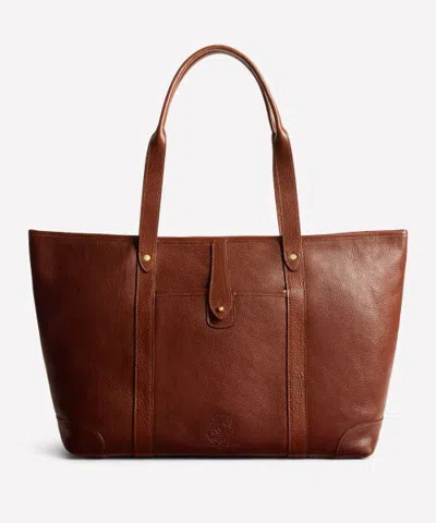 Ghurka Vista No. 323 Leather Zip-top Tote In Vintage Chestnut Leather
