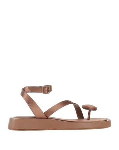 Gia Rhw Gia / Rhw Woman Thong Sandal Copper Size 7.5 Textile Fibers In Orange