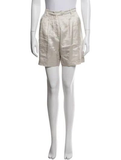 Pre-owned Giada Forte Linen Mini Shorts In Neutrals