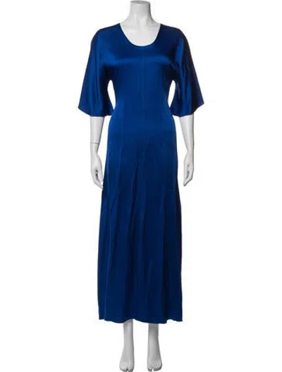 Pre-owned Giada Forte Scoop Neck Long Dress In Blue