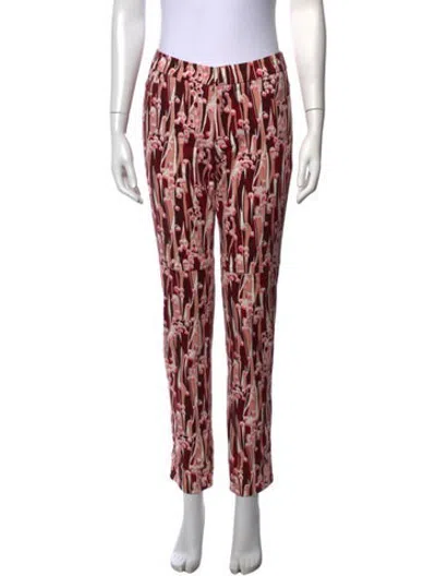 Pre-owned Giamba Floral Print Straight Leg Pants In Pink