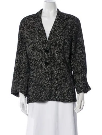 Pre-owned Gianfranco Ferre Tweed Pattern Blazer In Black