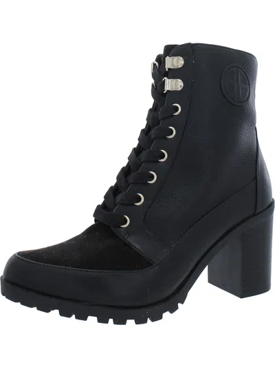 Giani Bernini Keegan Womens Faux Leather Combat & Lace-up Boots In Black