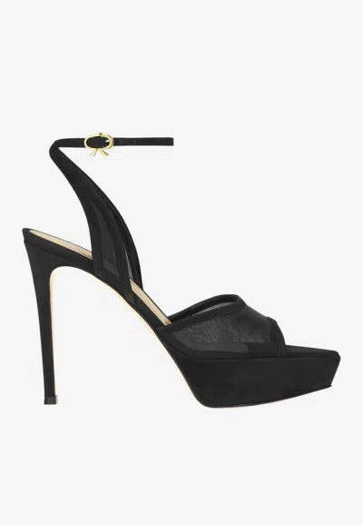 Gianvito Rossi Dorotea 85 Platform Mesh Sandals In Black