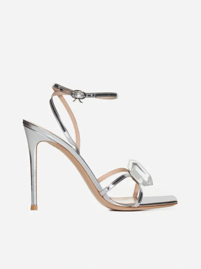 Gianvito Rossi Jaipur Laminated Leather Sandals In Silver