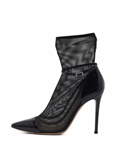 Pre-owned Gianvito Rossi Kix Mesh Ankle Boots In Black