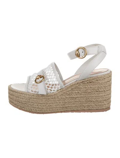 Pre-owned Gianvito Rossi Leather Lace Pattern Espadrilles In White