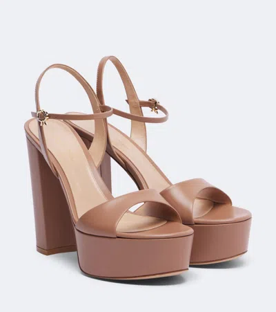 Gianvito Rossi Leather Platform Sandals In Brown
