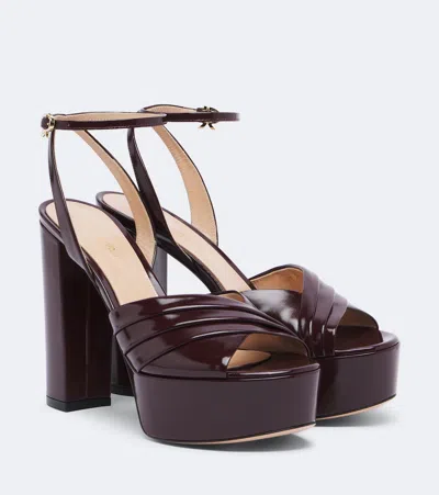 Gianvito Rossi Leather Platform Sandals In Burgundy