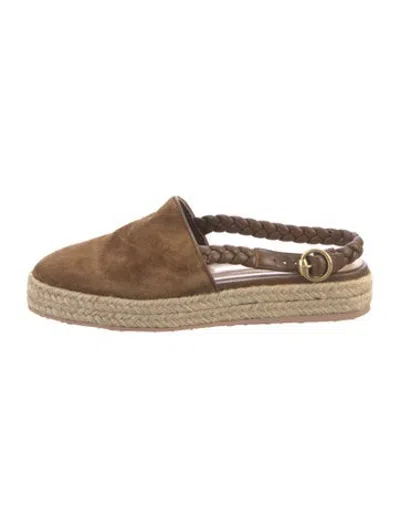 Pre-owned Gianvito Rossi Suede Braided Accents Espadrilles In Brown