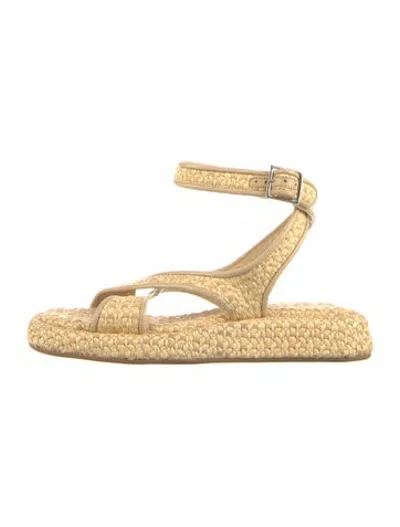 Pre-owned Gia/rhw Jute Tweed Pattern Flats In Neutrals