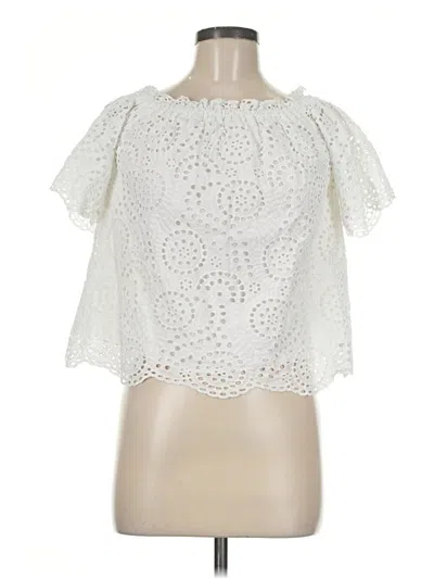 Pre-owned Gibson Latimer Short Sleeve Blouse In White