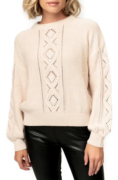 Gibsonlook Cable Knit Sweater In Neutral