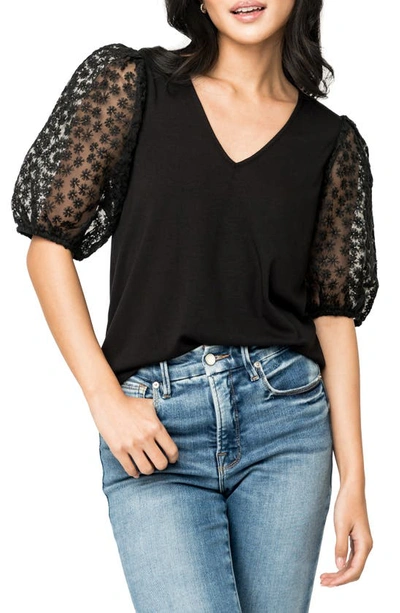 Gibsonlook Megan Mixed Media Top In Black