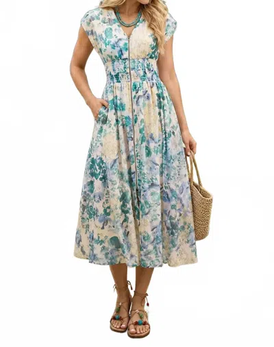 Gigio Women's Sea Glass Garden Midi Dress In Blue
