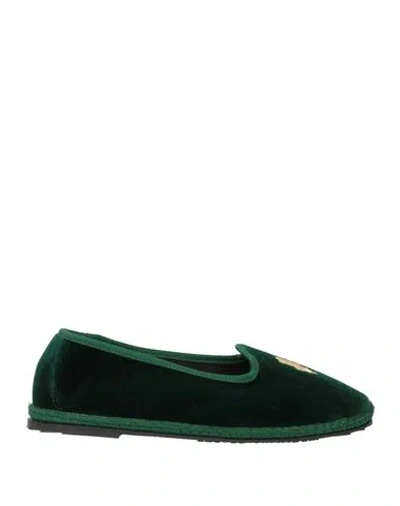 Gil Casas Woman Loafers Dark Green Size 8 Textile Fibers