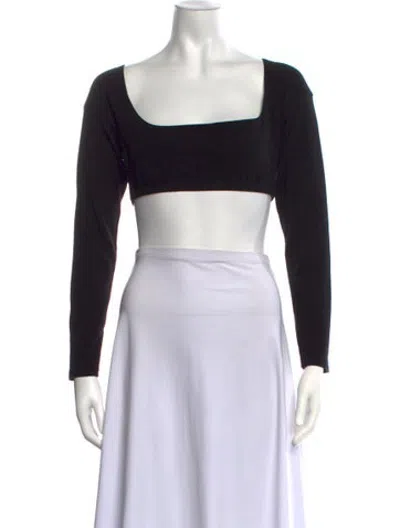 Pre-owned Gil Rodriguez Square Neckline Long Sleeve Crop Top In Black