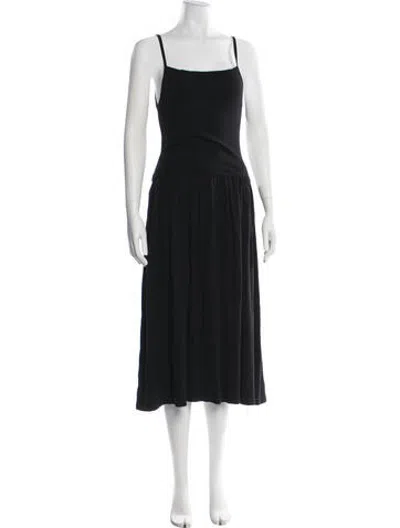 Pre-owned Gil Rodriguez Square Neckline Midi Length Dress In Black