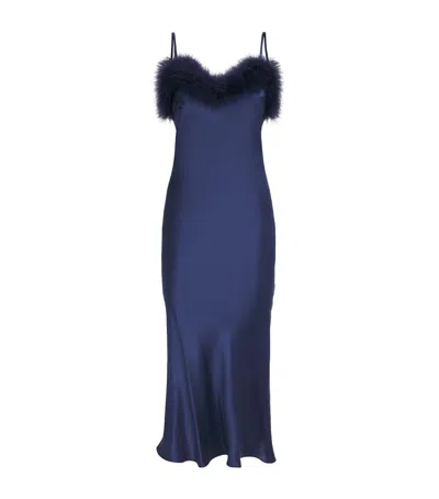 Gilda & Pearl Silk Meet Me At Midnight Slip Dress In Blue