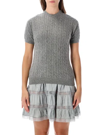 Gimaguas Cable Knit Short-sleeve Sweater In Grigio