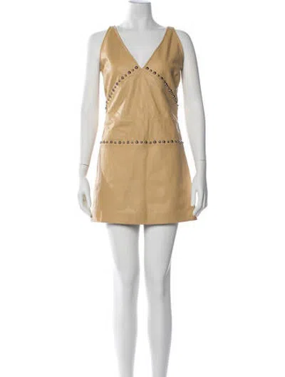 Pre-owned Gimaguas Leather Mini Dress In Yellow