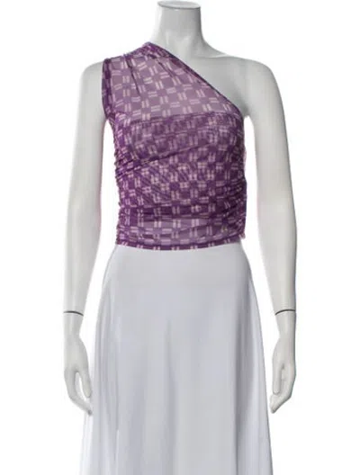 Pre-owned Gimaguas Patterned One-shoulder Top In Purple