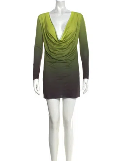 Pre-owned Gimaguas Printed Mini Dress In Green