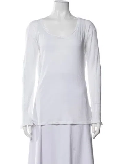 Pre-owned Gimaguas Scoop Neck Long Sleeve Top In White