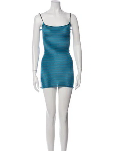 Pre-owned Gimaguas Striped Mini Dress In Blue