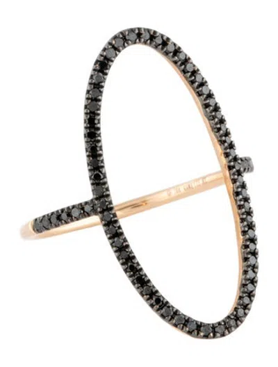 Pre-owned Ginette Ny 18k Black Diamond Ellipse Ring In Multicolor