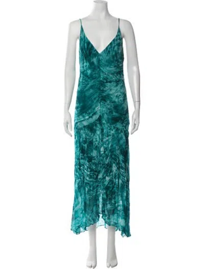 Pre-owned Ginger & Smart Tie-dye Print Long Dress In Blue/green