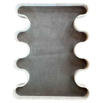 Pre-owned Giobagnara Ossicle Large Marble Tray In Sage Suede Calfskin By  In Gray