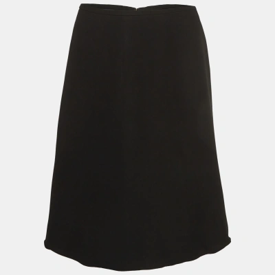 Pre-owned Giorgio Armani Black Silk Flared Knee Length Skirt S