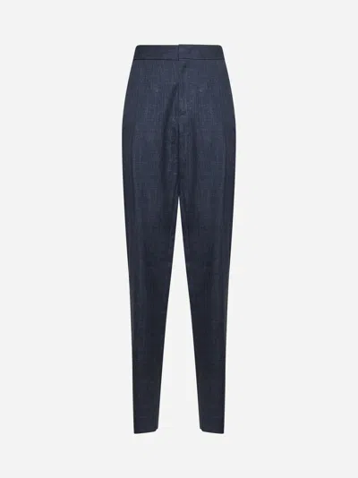 Giorgio Armani Blue Canvas One-pleat Trousers