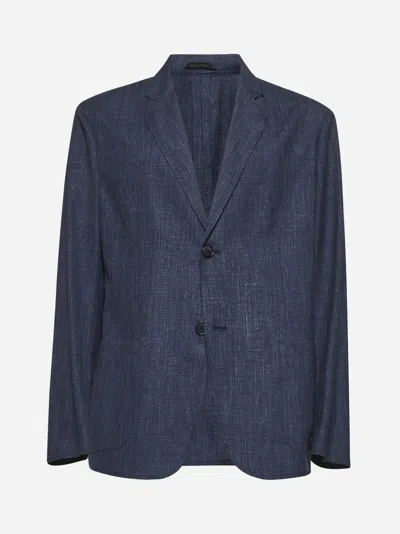 Giorgio Armani Blue Canvas Single-breasted Blazer