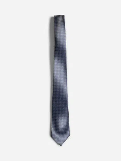 Giorgio Armani Blue Jacquard Silk And Cotton Tie