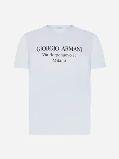 Giorgio Armani Logo Cotton T-shirt In Optic White