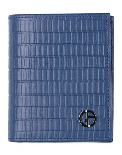 Giorgio Armani Man Wallet Navy Blue Size - Calfskin