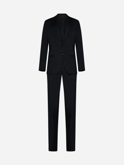 Giorgio Armani Official Store Manhattan Line Virgin-wool Single-breasted Suit In Midnight Blue