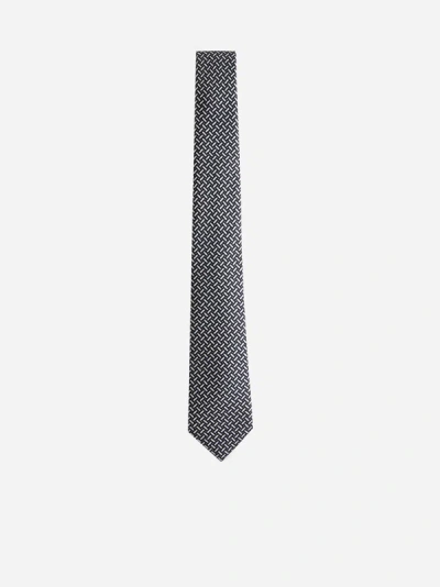 Giorgio Armani Print Silk-blend Tie In Black