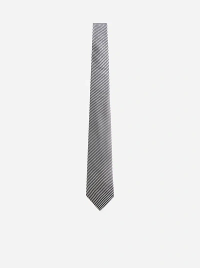 Giorgio Armani Silk-blend Jacquard Tie In Gray