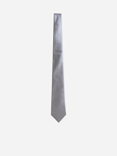 Giorgio Armani Silk Jacquard Tie In Blue