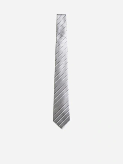 Giorgio Armani Silk Jacquard Tie In Gray