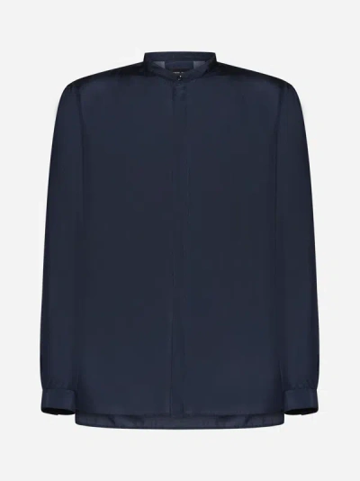 Giorgio Armani Silk Shirt In Maritime Blue